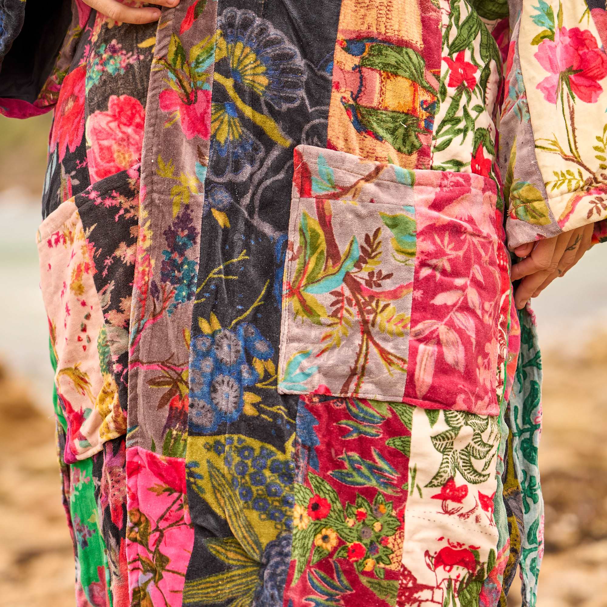 Wanderlust Velvet Bloom Boho Luxe Floral Kimono Robe