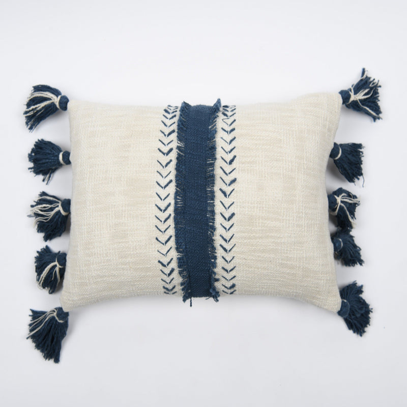 Boho Indigo Tassel Cushion Cover