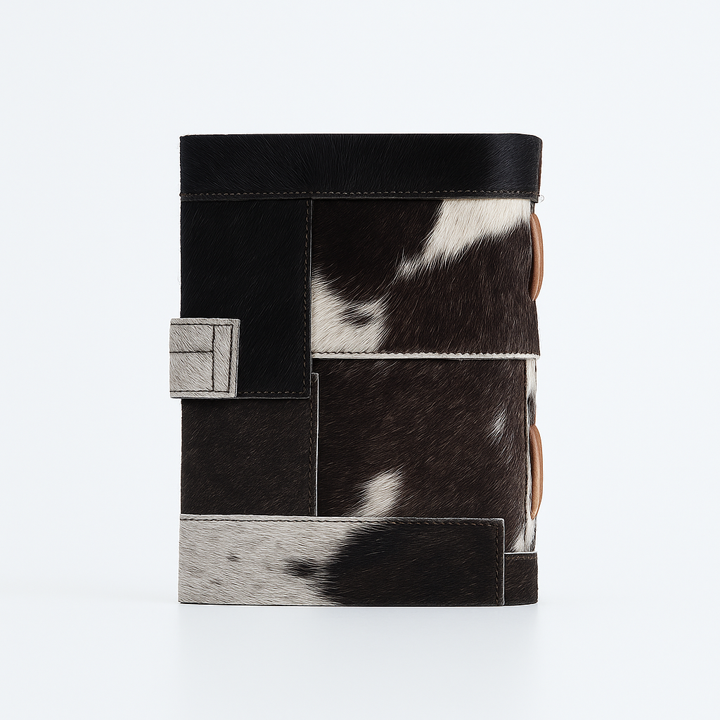 Handmade Leather Notebook – Animal Print Cowhide Cover