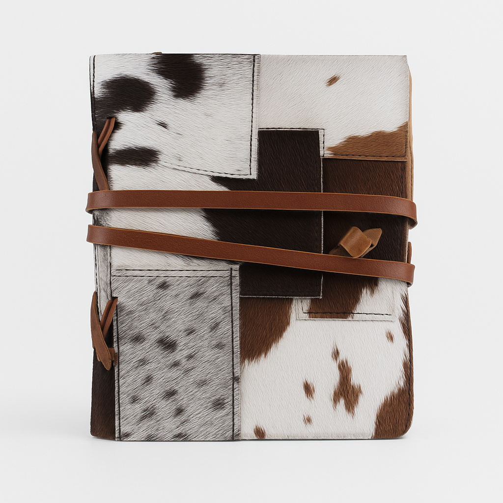 Cowhide Leather Journal – Handmade Rustic Notebook Wrap