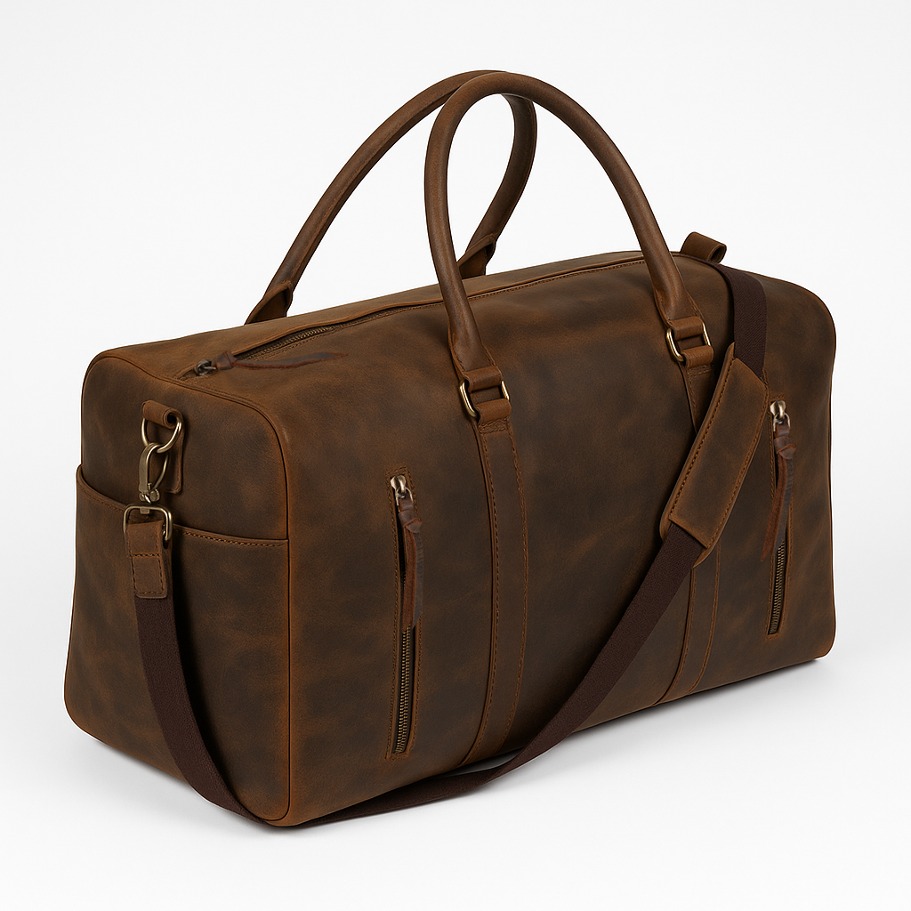 The Voyager – Handmade Leather Weekender Travel Duffle Bag
