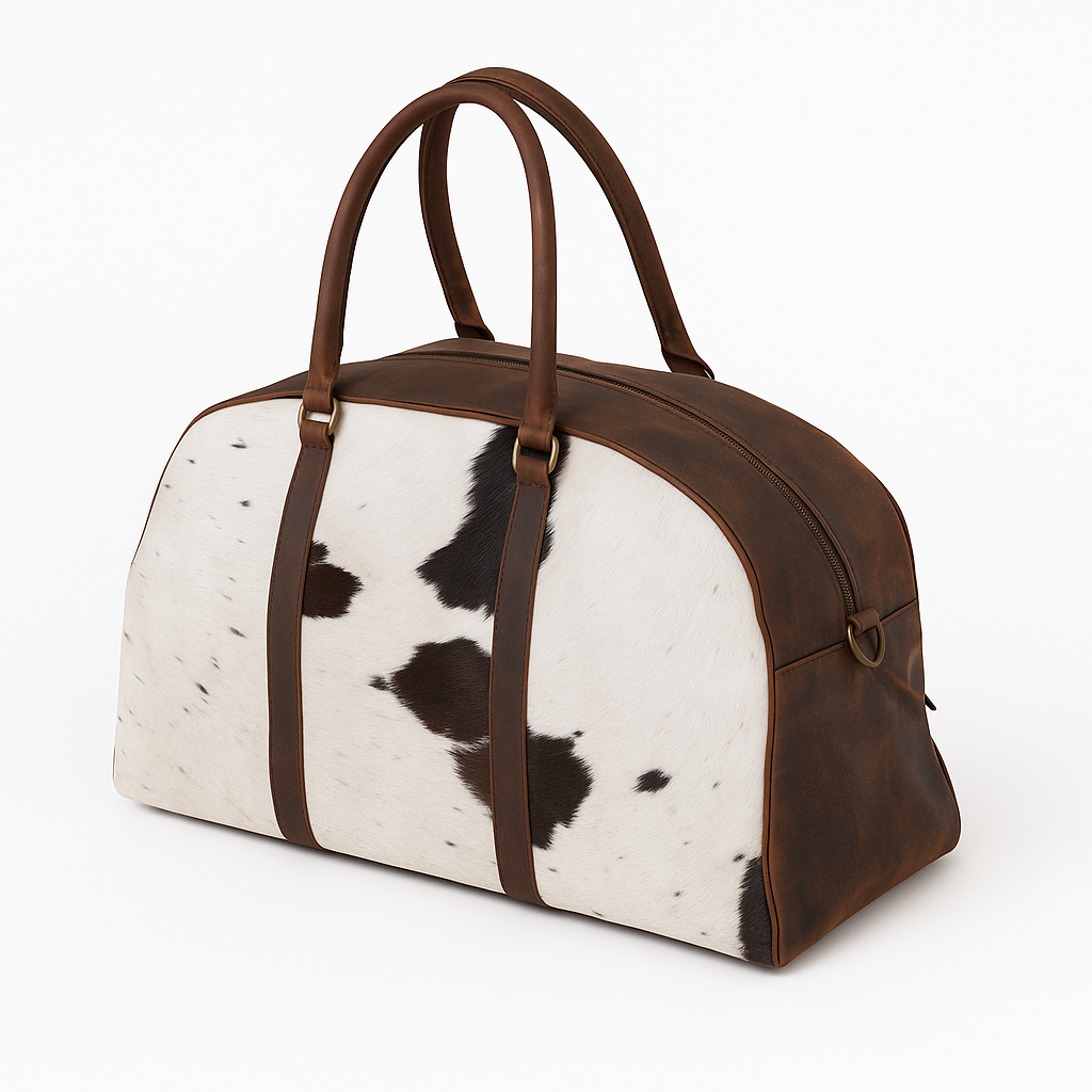 Cowhide Weekender – Leather Bag Luxe for Bold Travellers
