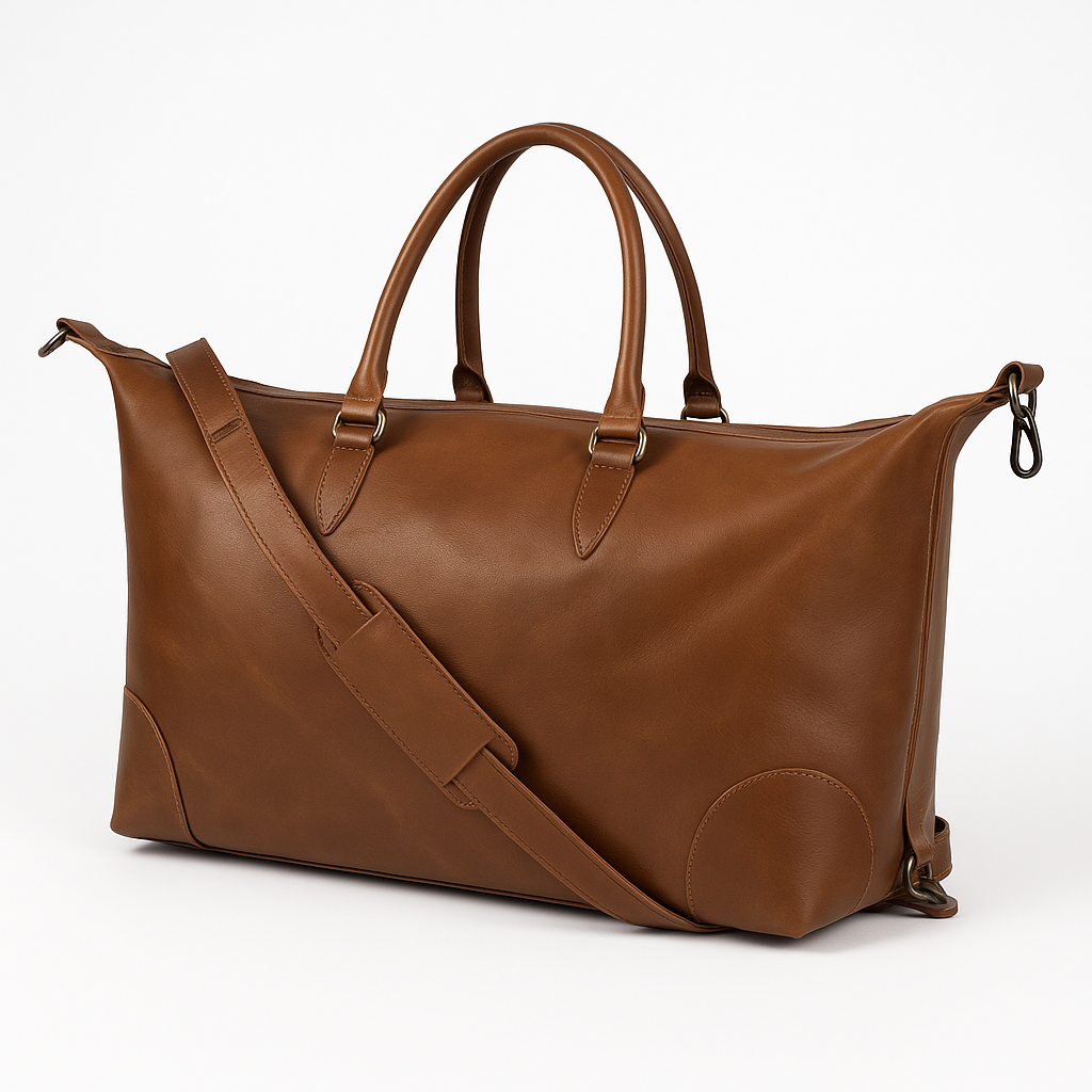 Boho Leather Duffle Bag – Handmade Travel Essential