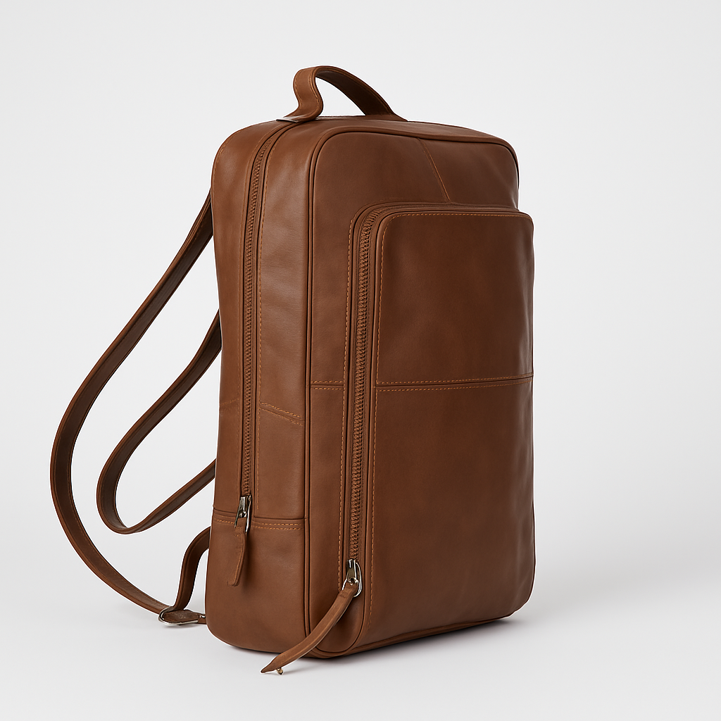Luxe Tan Leather Backpack - Travel & Work