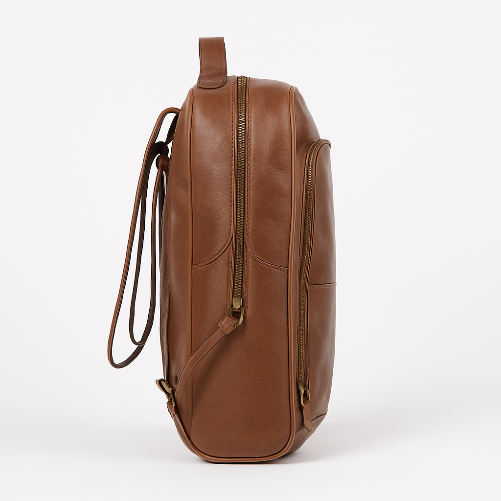 Luxe Tan Leather Backpack - Travel & Work