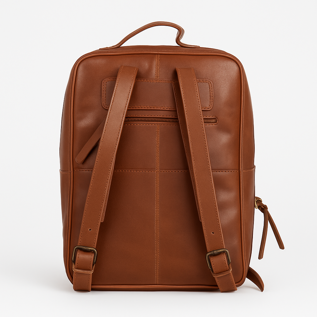 Luxe Tan Leather Backpack - Travel & Work