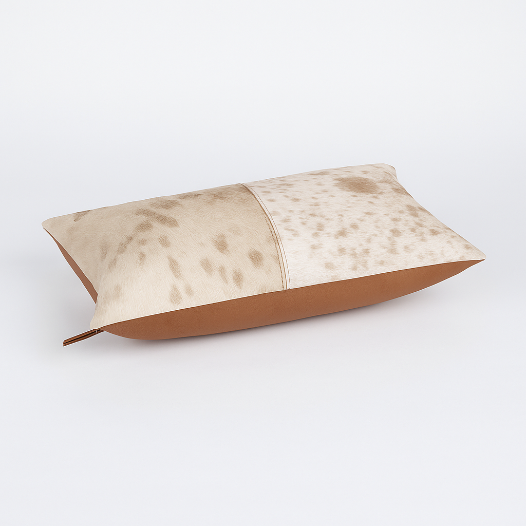 Brown & White Cowhide Cushion - Luxury Style