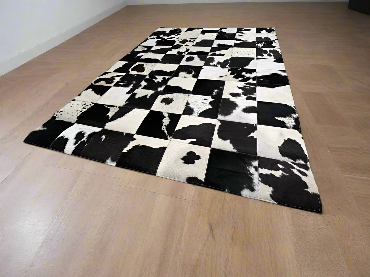 Boho Cowhide Rug – Handcrafted Patchwork Natural Leather