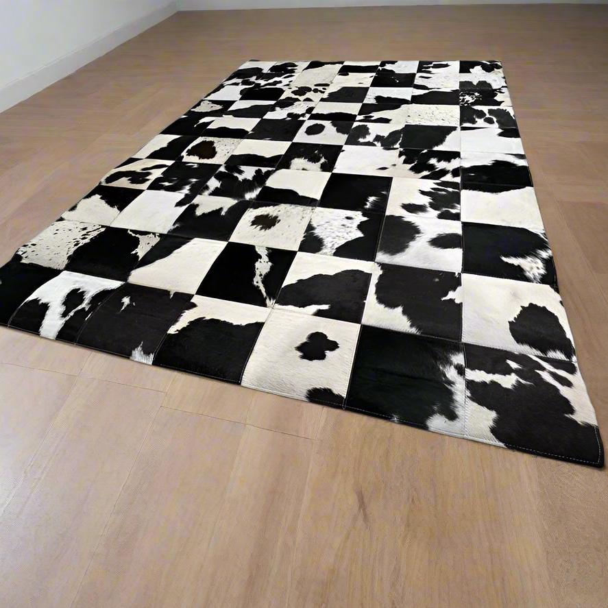 Boho Cowhide Rug – Handcrafted Patchwork Natural Leather