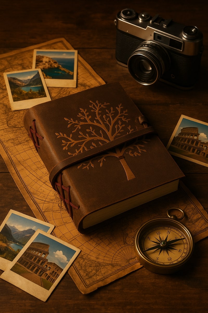 Vintage-style leather journal with Tree of Life engraving – perfect gift for writers and artists