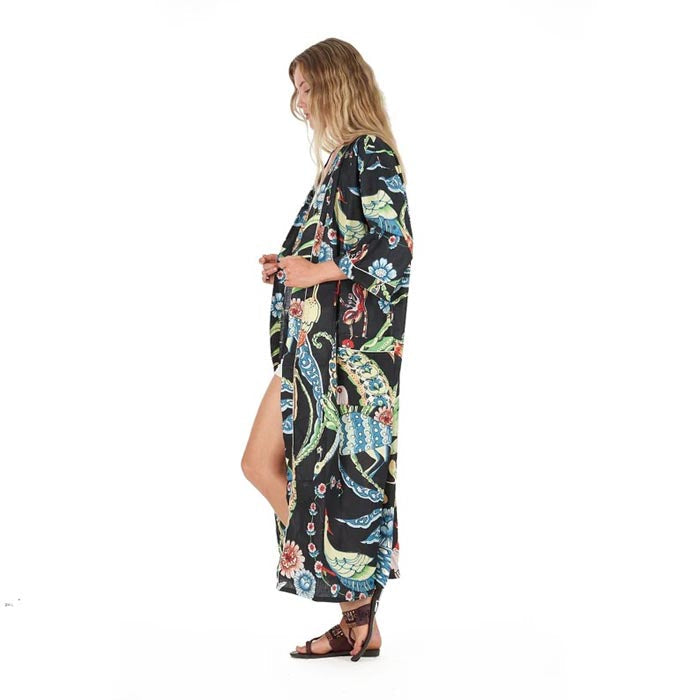 Women's Frida Cotton Kimono Dressing Gown - Soft Turkish Bathrobe for Home & Spa