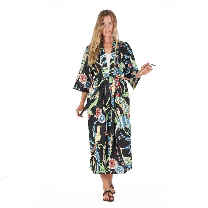 Luxury Turkish Cotton Kimono Bathrobe - Frida Women's Loungewear and Spa Robe