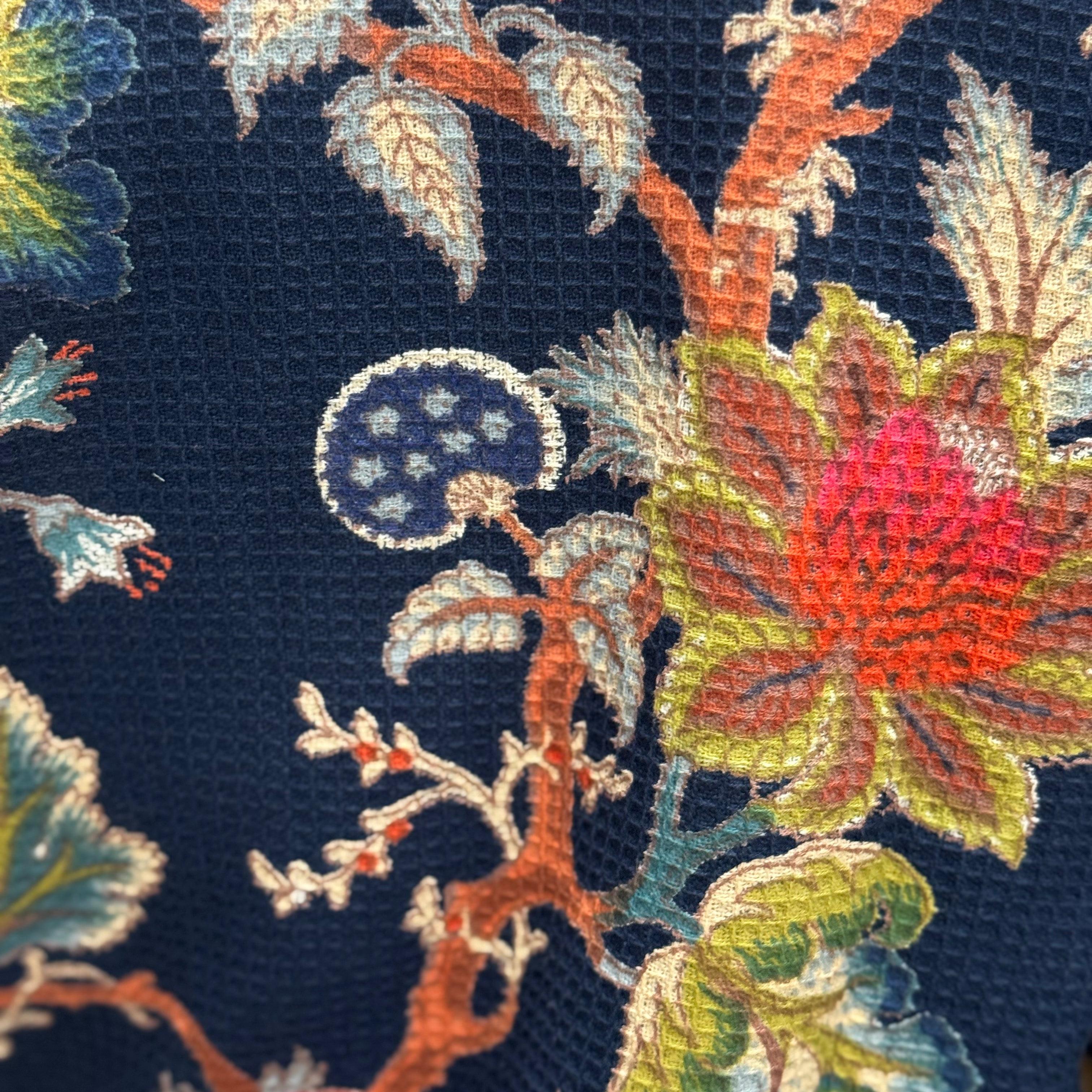 Bloom Waffle Cotton Kimono Robe Midnight