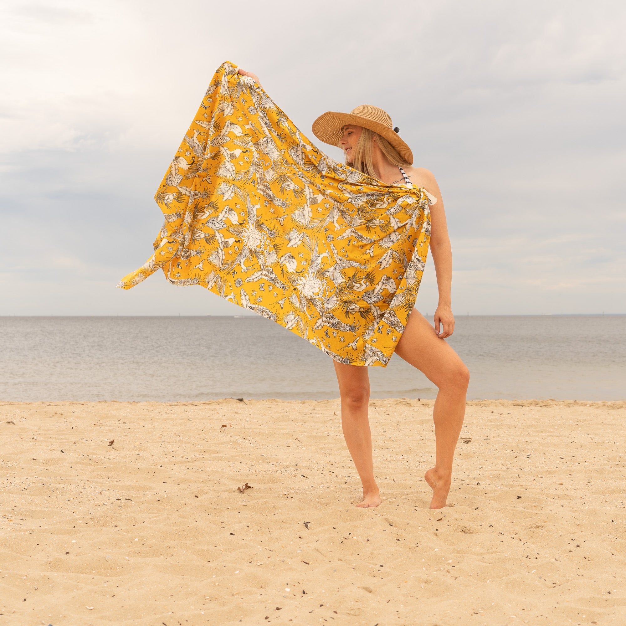Mustard Florals - 100% Cotton Sarong