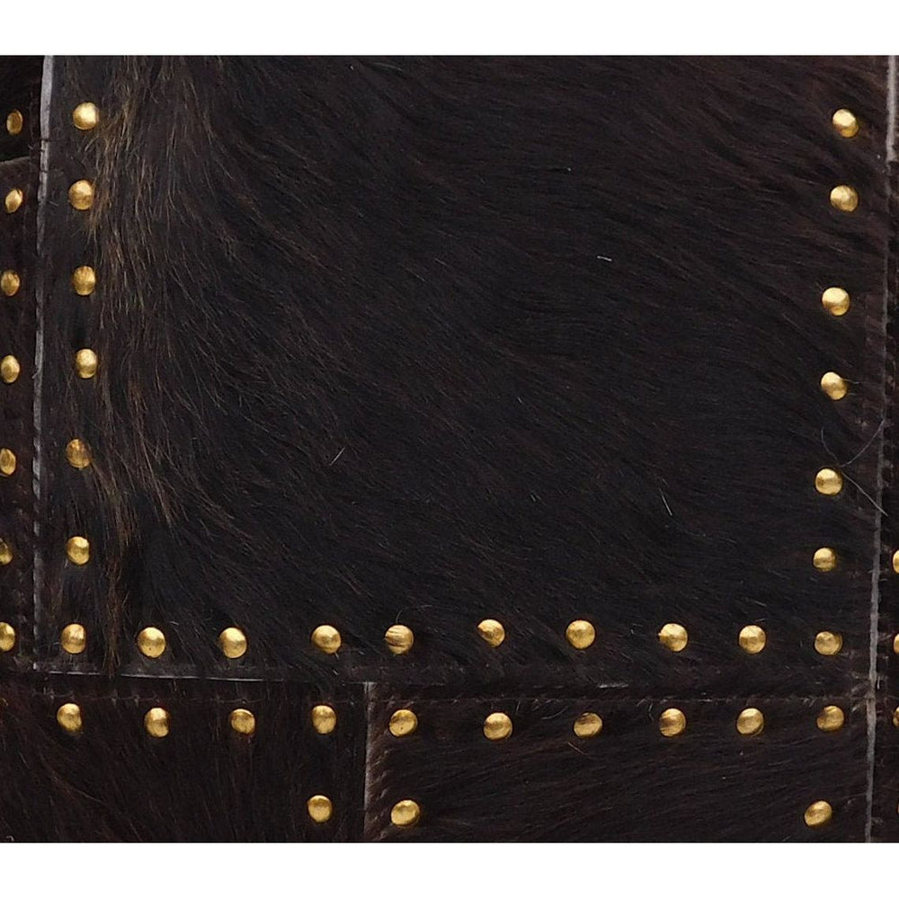 Rustic boho studded cowhide leather cushion cover 40x40cm for living room styling