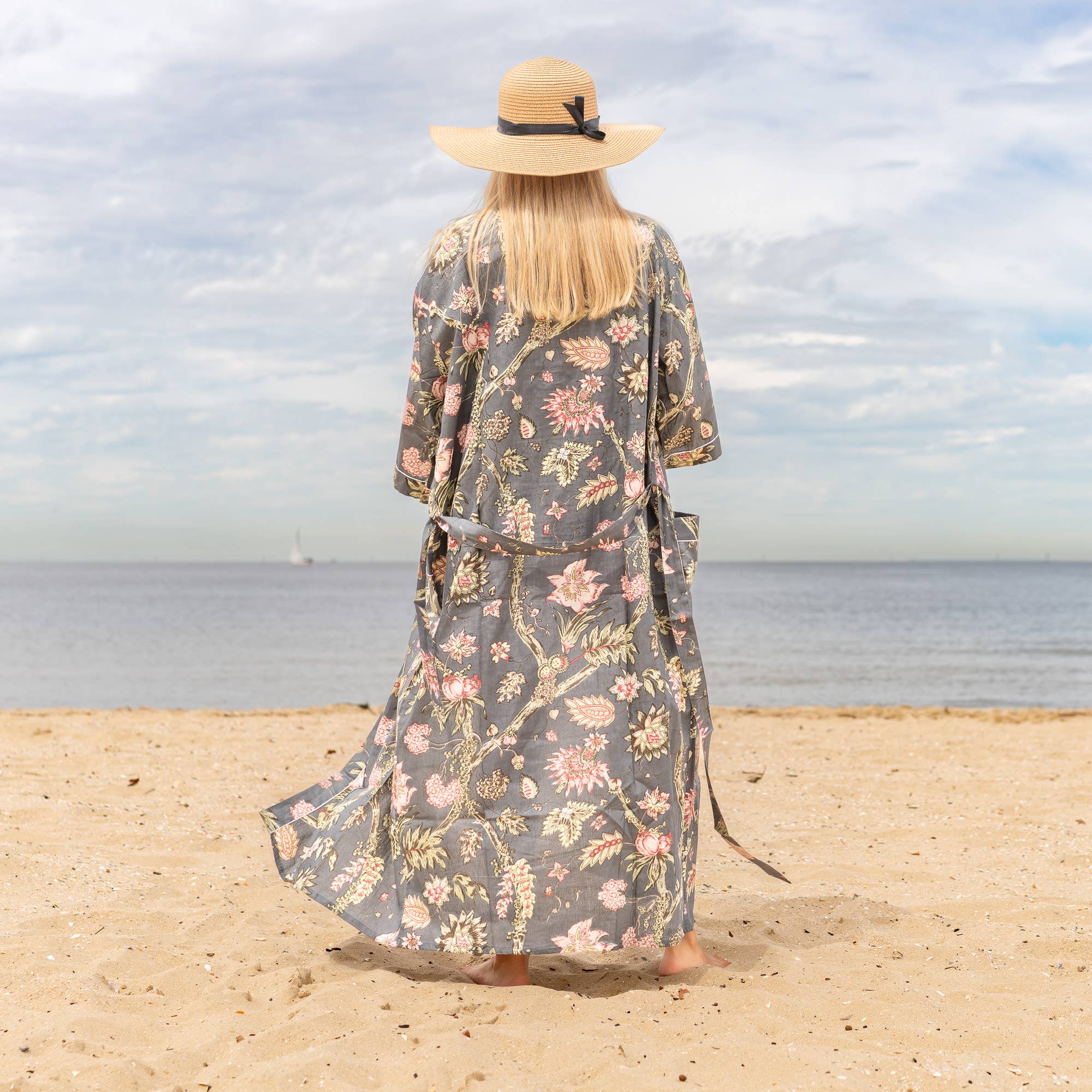 FLORAL BLISS' Women's Cotton Kimono Robe - Floral Feel