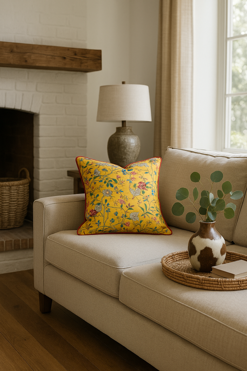 Nature's Melody Handmade Cotton Cushion