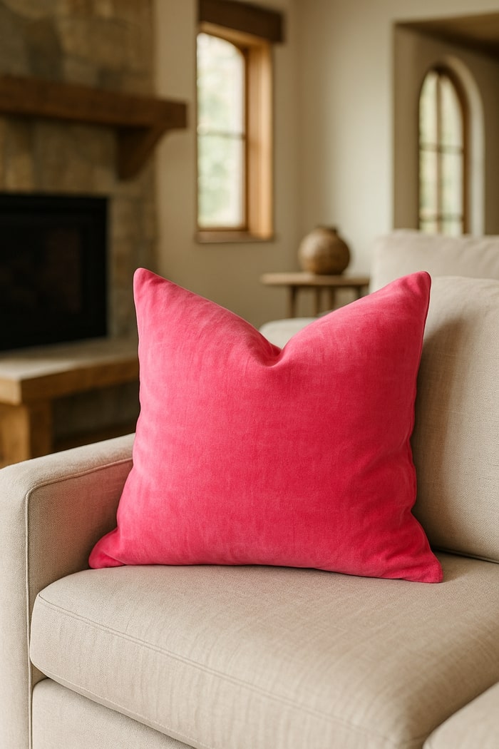 Flamingo Haze Velvet Cushion Cover