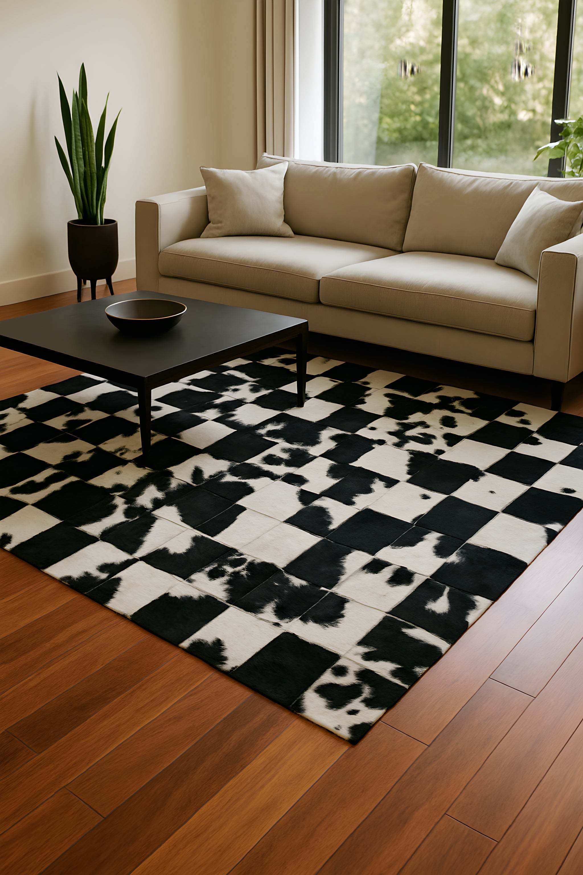 Boho Cowhide Rug – Handcrafted Patchwork Natural Leather