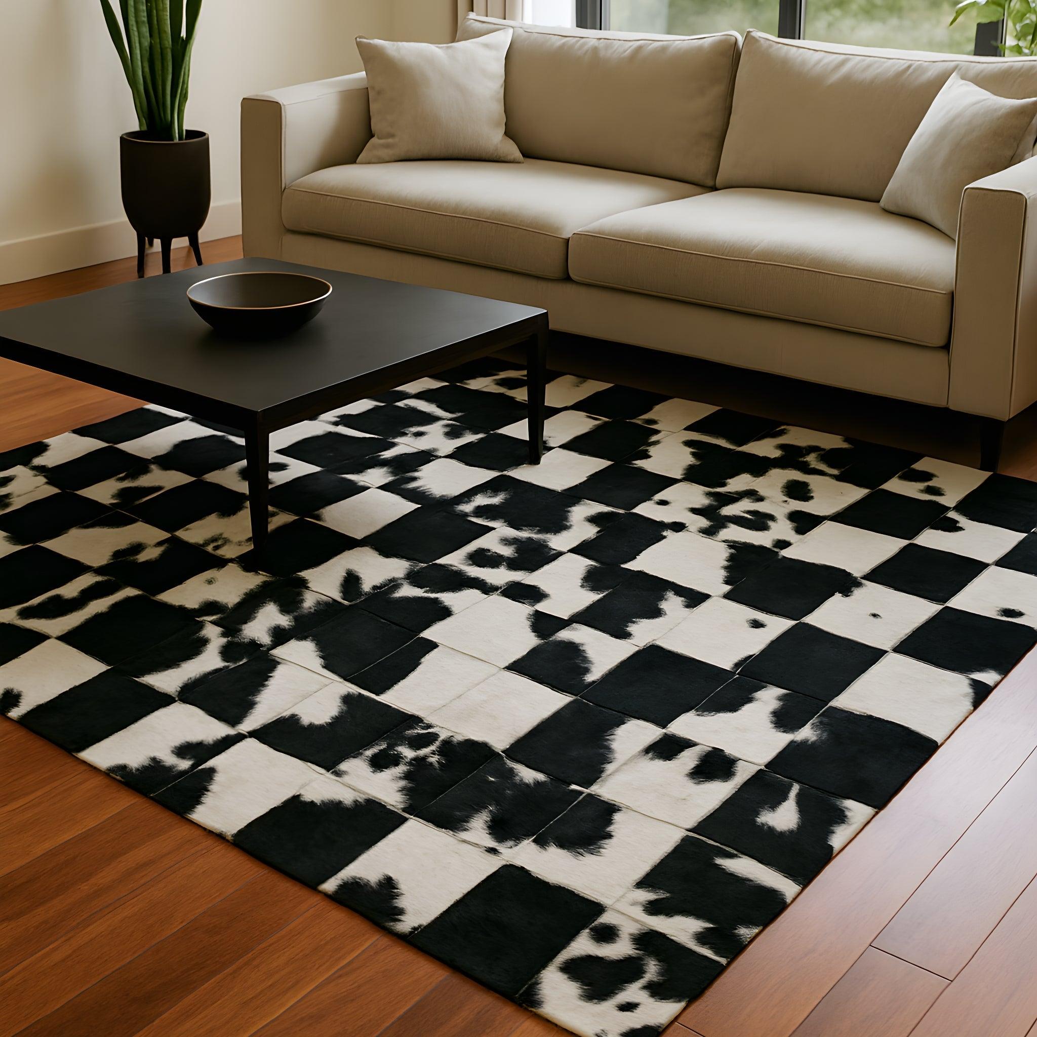 Boho Cowhide Rug – Handcrafted Patchwork Natural Leather