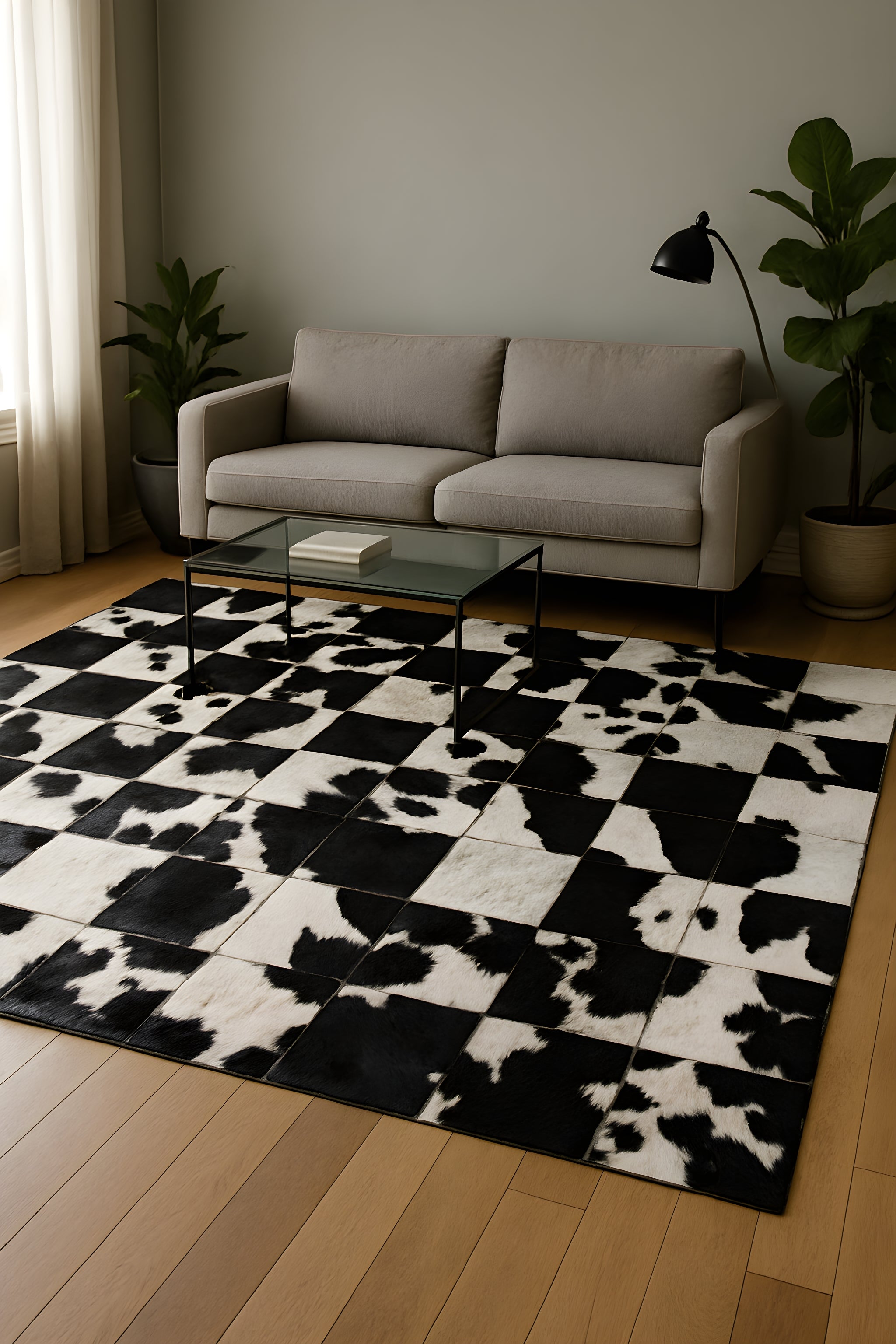 Boho Cowhide Rug – Handcrafted Patchwork Natural Leather
