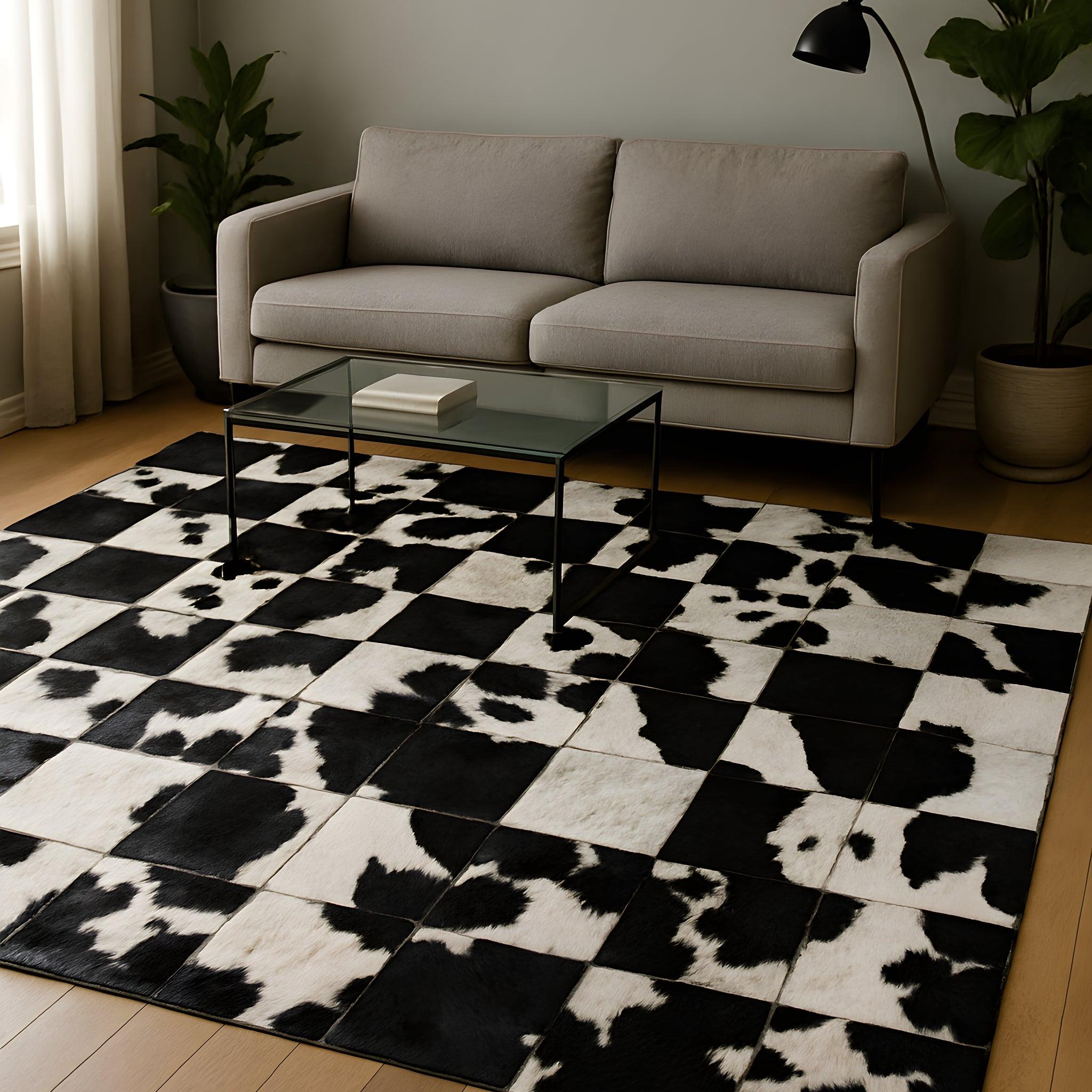 Boho Cowhide Rug – Handcrafted Patchwork Natural Leather
