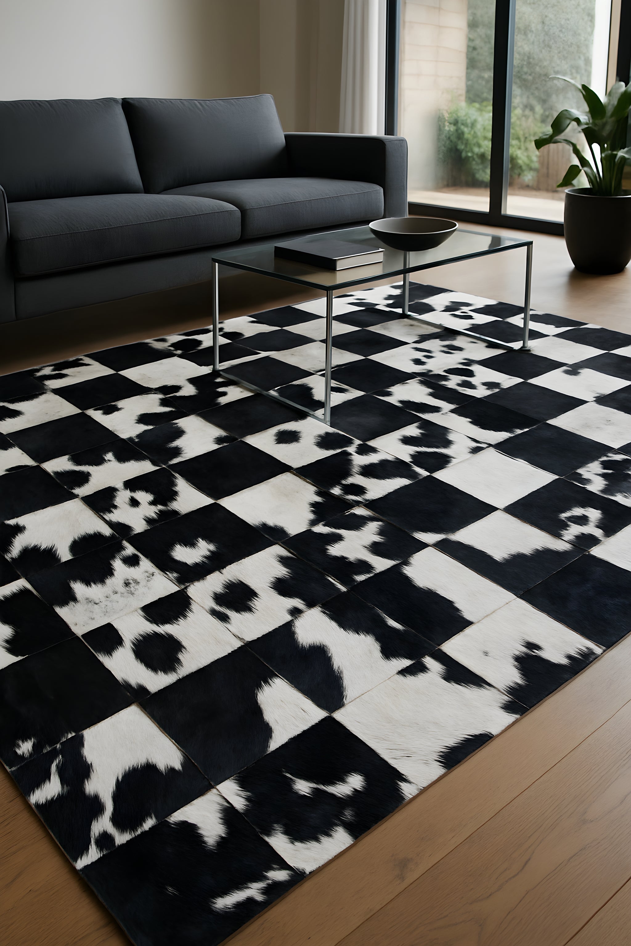Boho Cowhide Rug – Handcrafted Patchwork Natural Leather