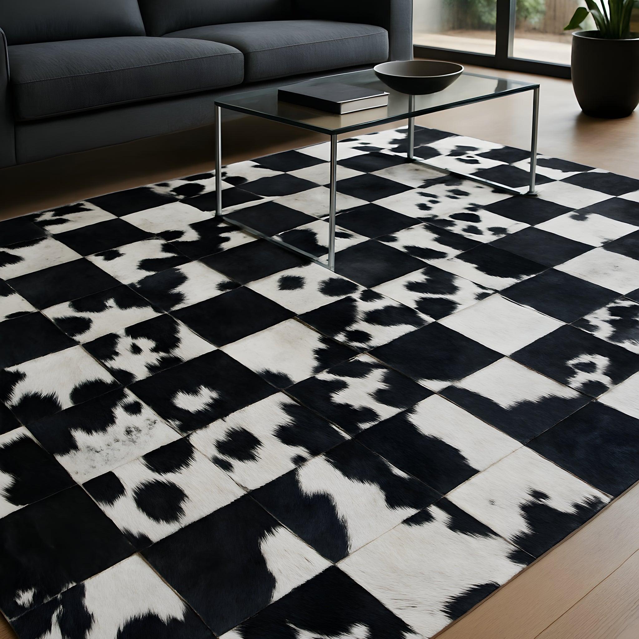 Boho Cowhide Rug – Handcrafted Patchwork Natural Leather