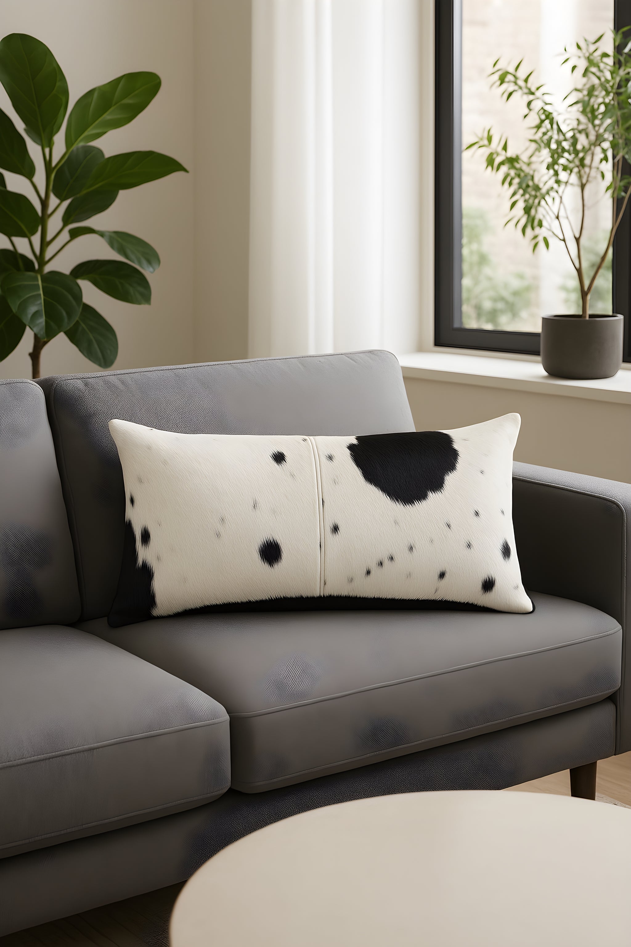 Black & White Cowhide Cushion - Luxury Style