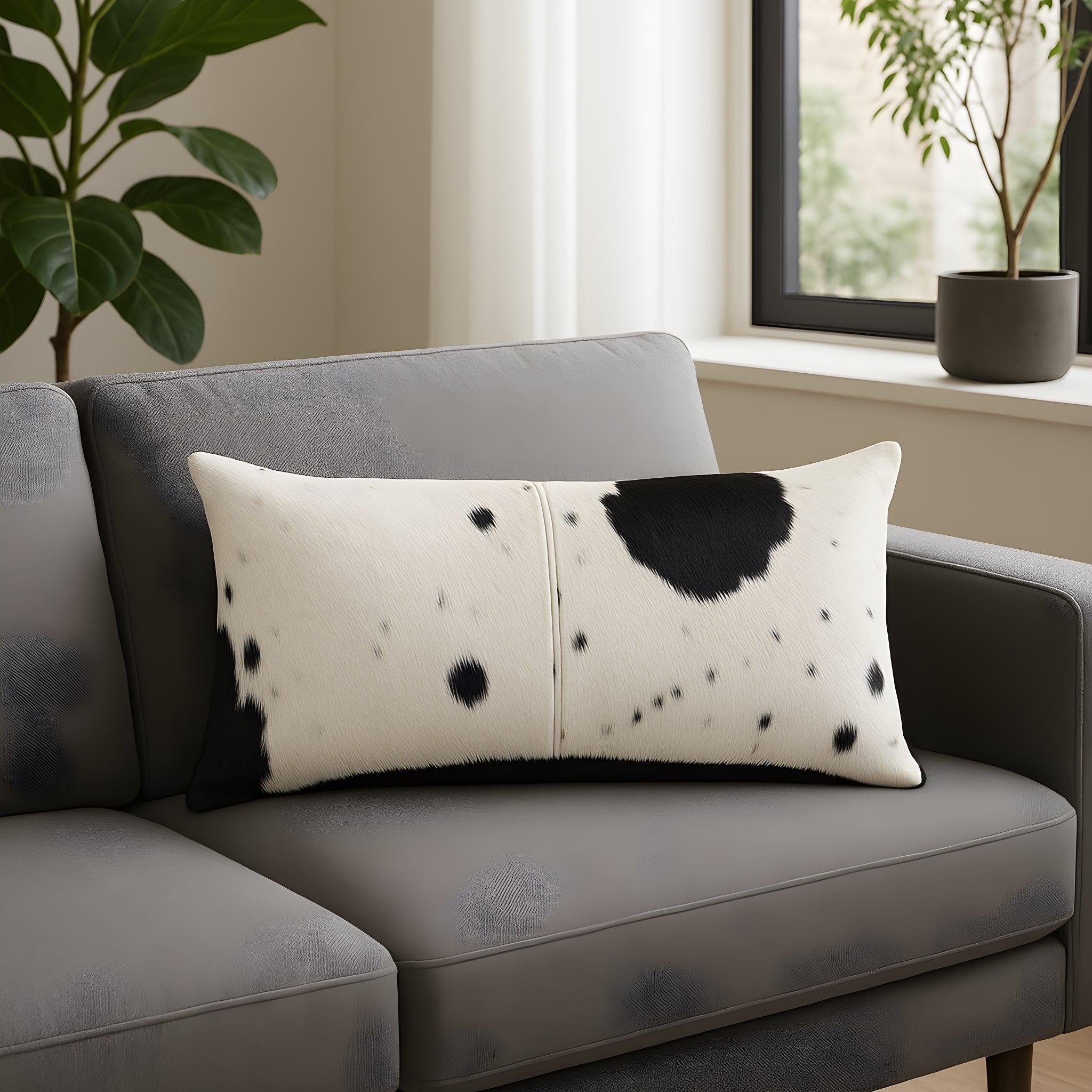 Black & White Cowhide Cushion - Luxury Style