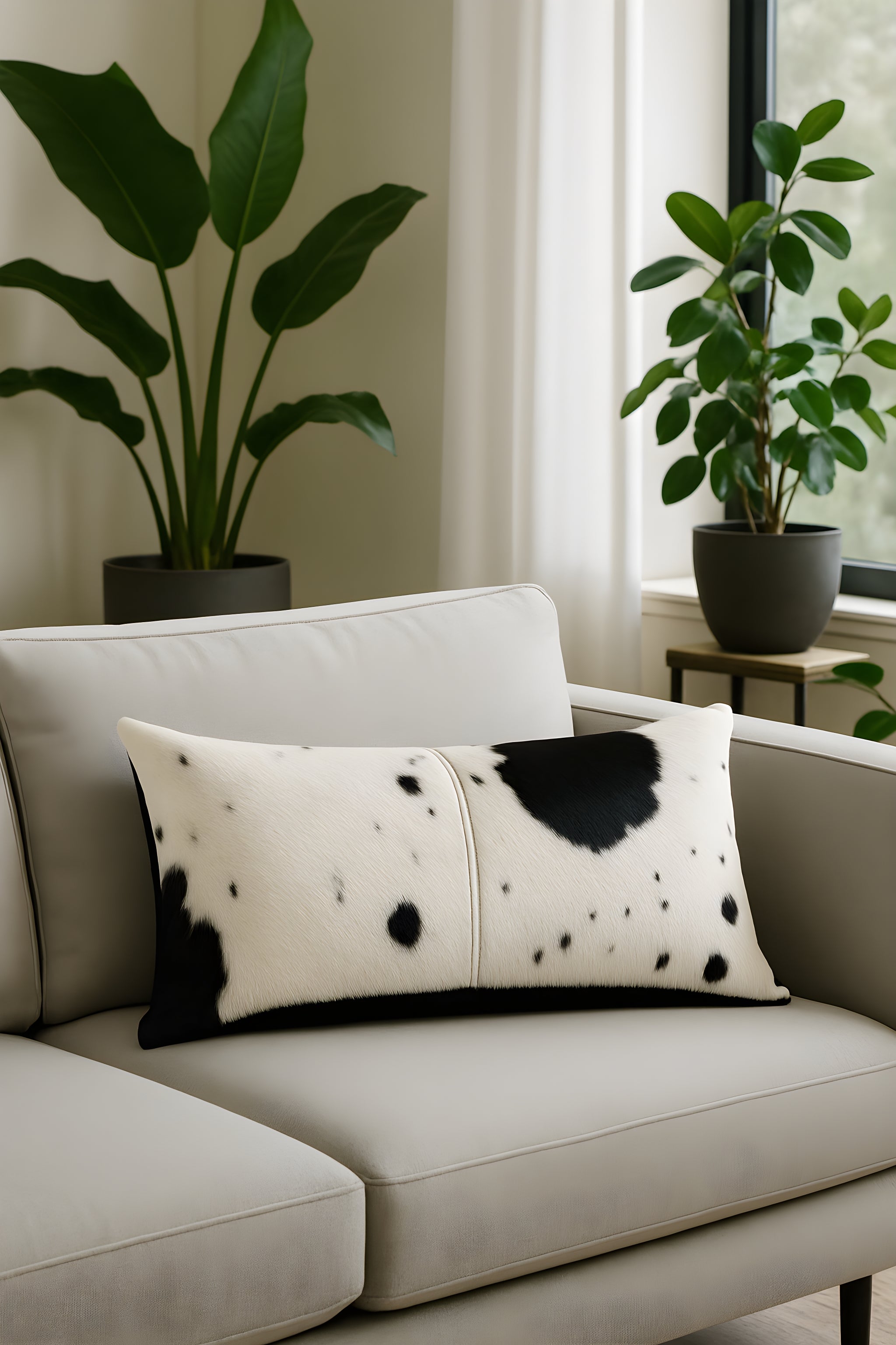Black & White Cowhide Cushion - Luxury Style