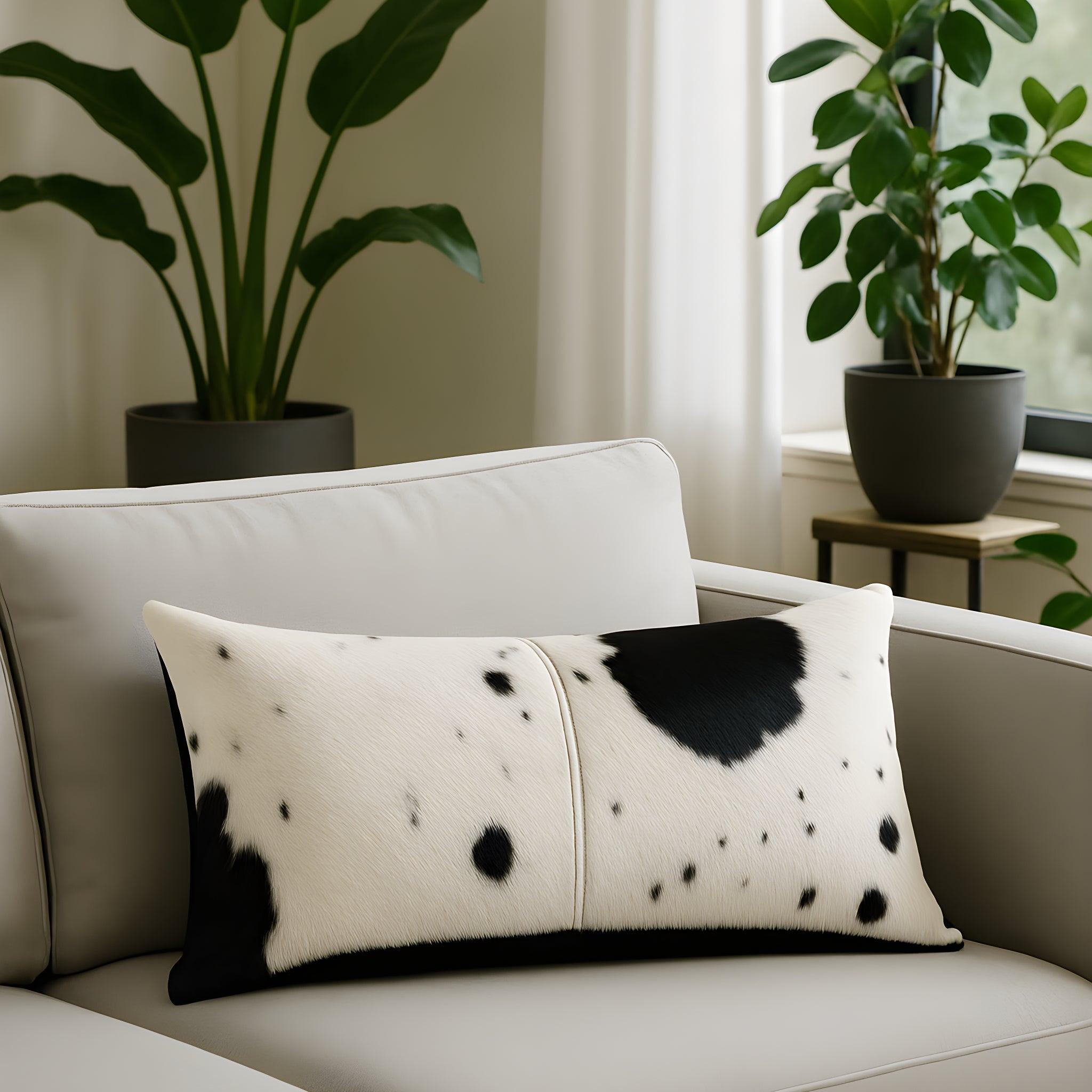 Black & White Cowhide Cushion - Luxury Style