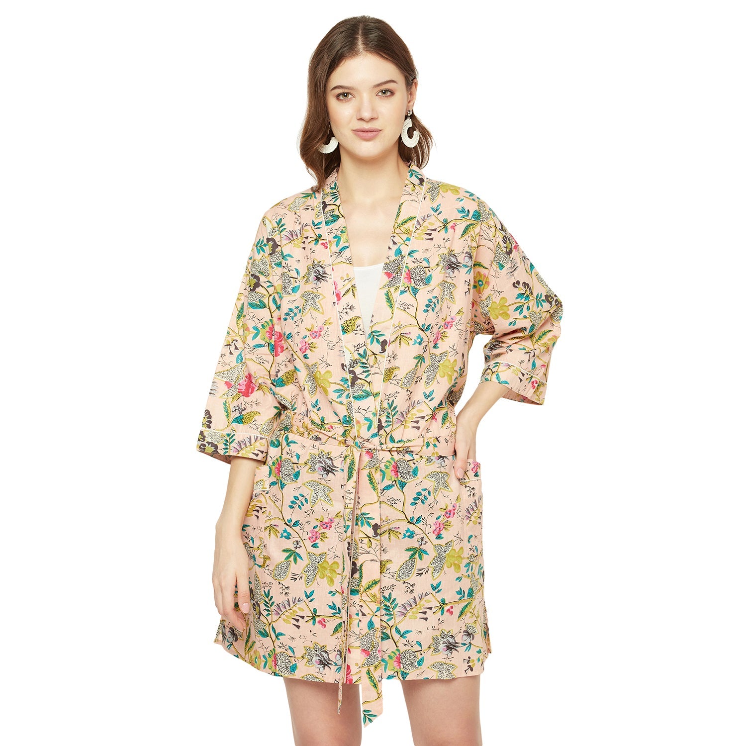 Frida's Haven - Cotton Kimono Bathrobe, Boho Wear