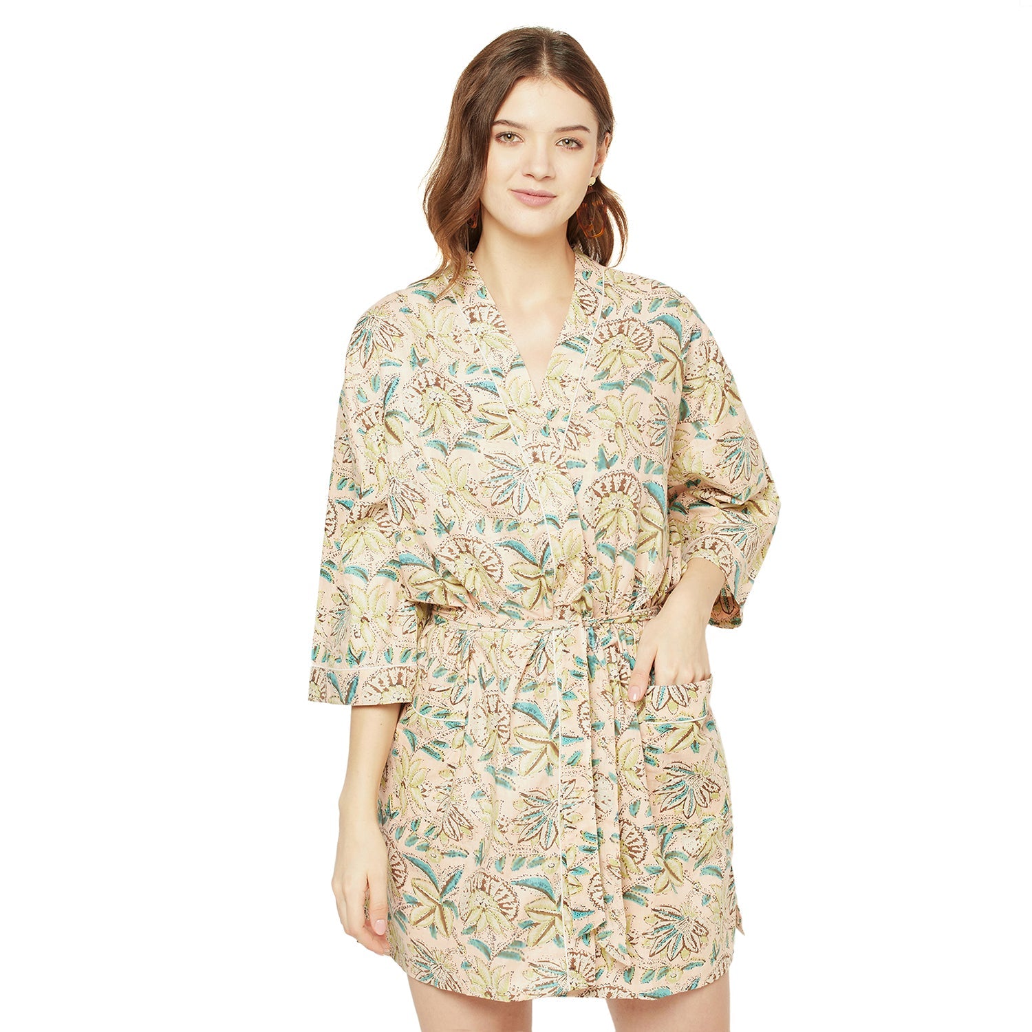Mystic Oasis - 100% Cotton Kimono Robe