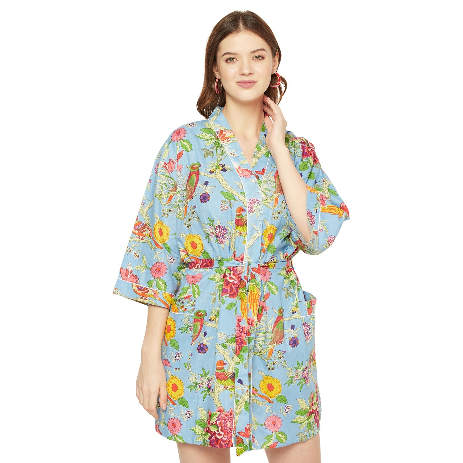 Songbird Serenade - 100% Cotton Kimono Robe