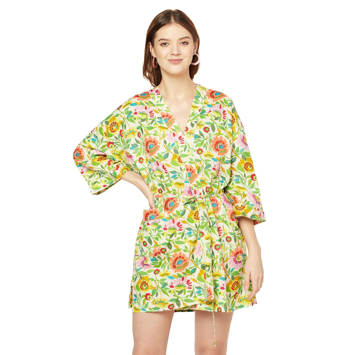 Garden Bliss Cotton Kimono Robe - 100% Cotton