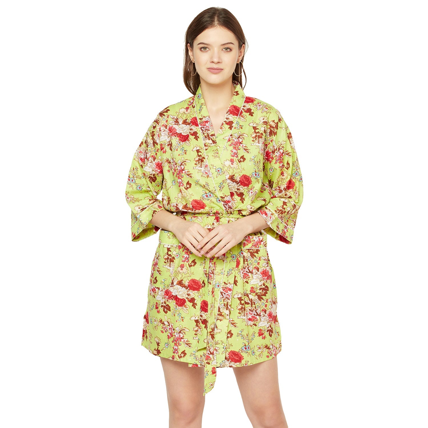 Botanic Bouquet Cotton Kimono Robe - 100% Cotton