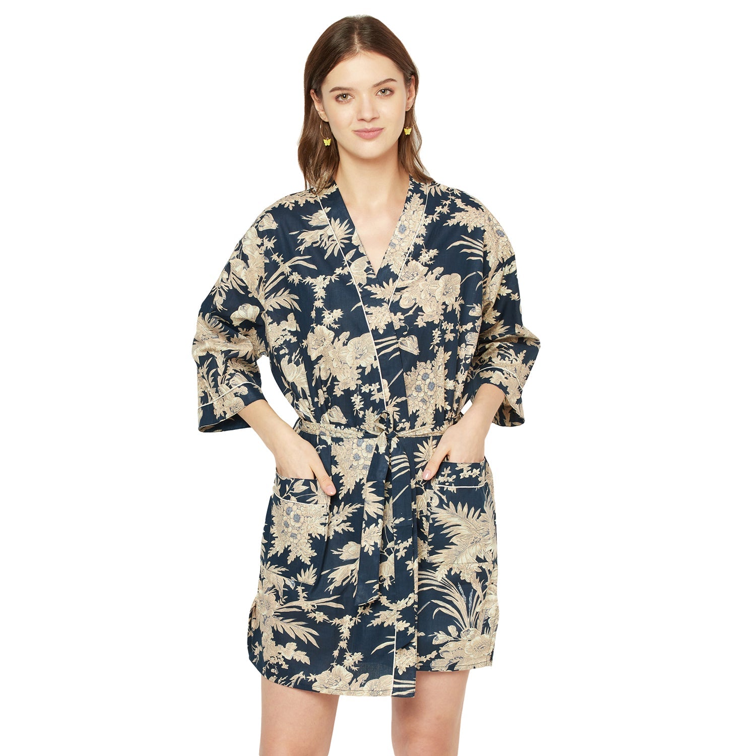 Exotic Elegance Cotton Kimono Robe - 100% Cotton