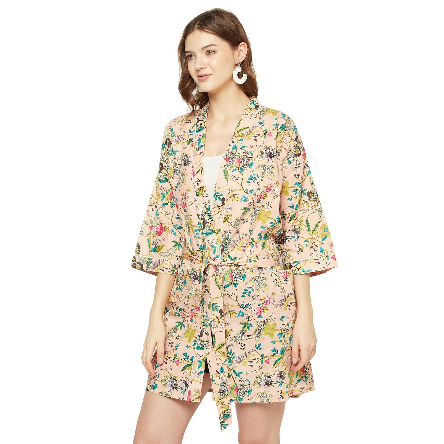Frida's Haven - Cotton Kimono Bathrobe, Boho Wear