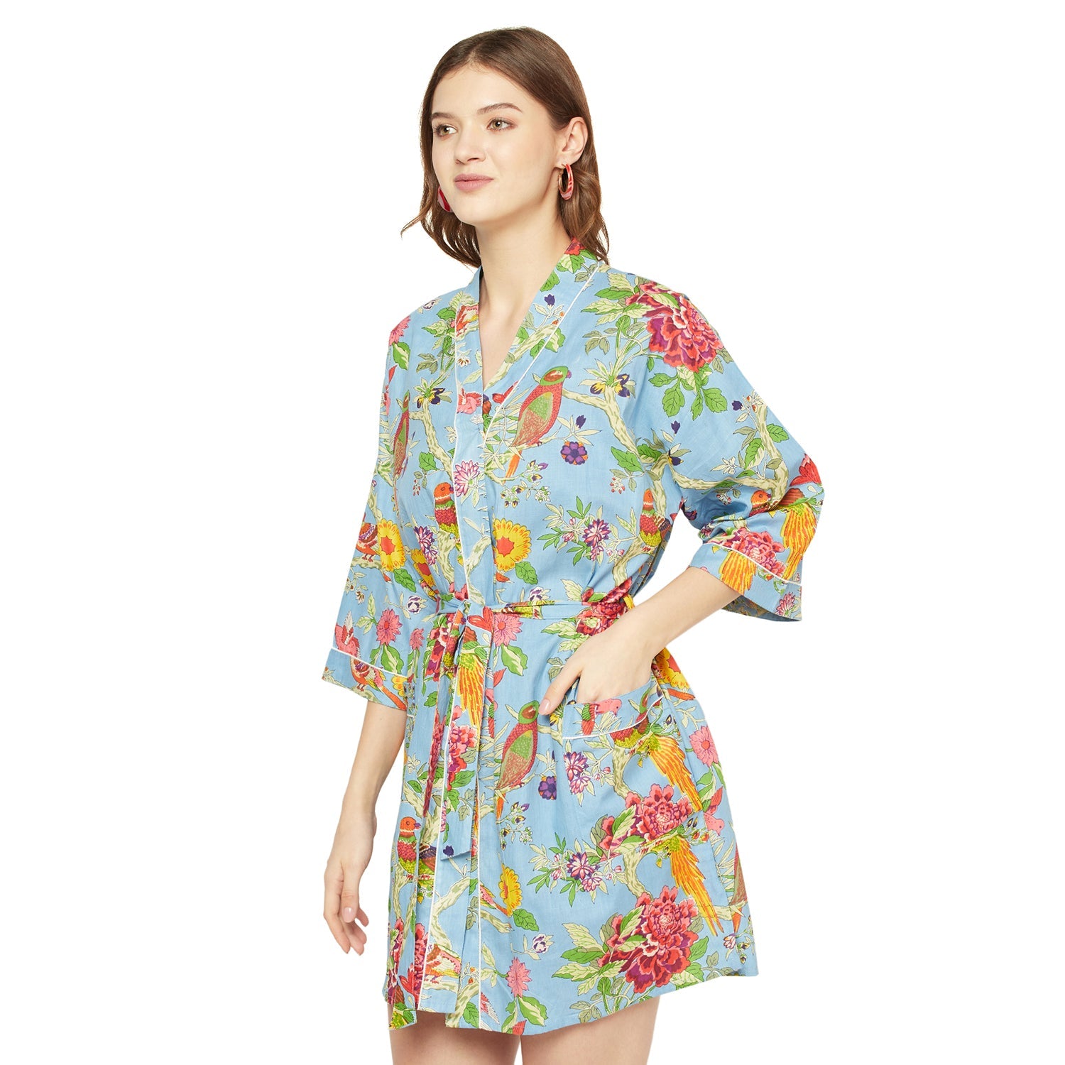 Songbird Serenade - 100% Cotton Kimono Robe