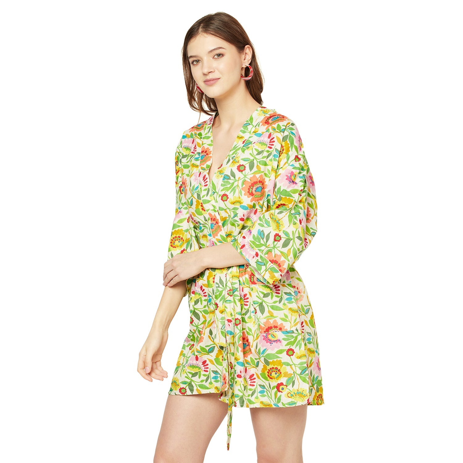 Garden Bliss Cotton Kimono Robe - 100% Cotton