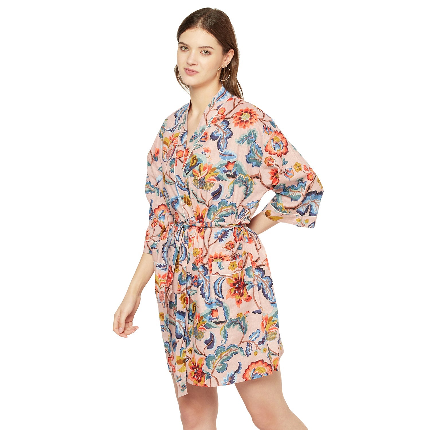 Sundrenched Blooms Cotton Kimono Robe - 100% Cotton