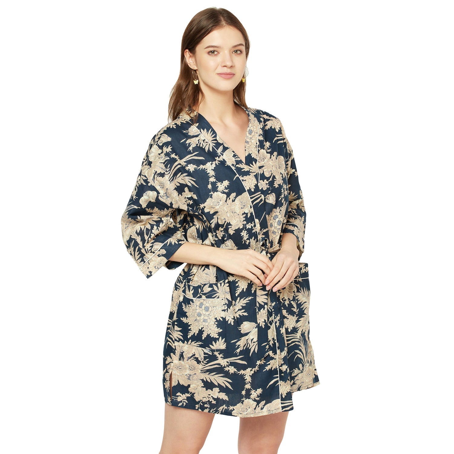Exotic Elegance Cotton Kimono Robe - 100% Cotton