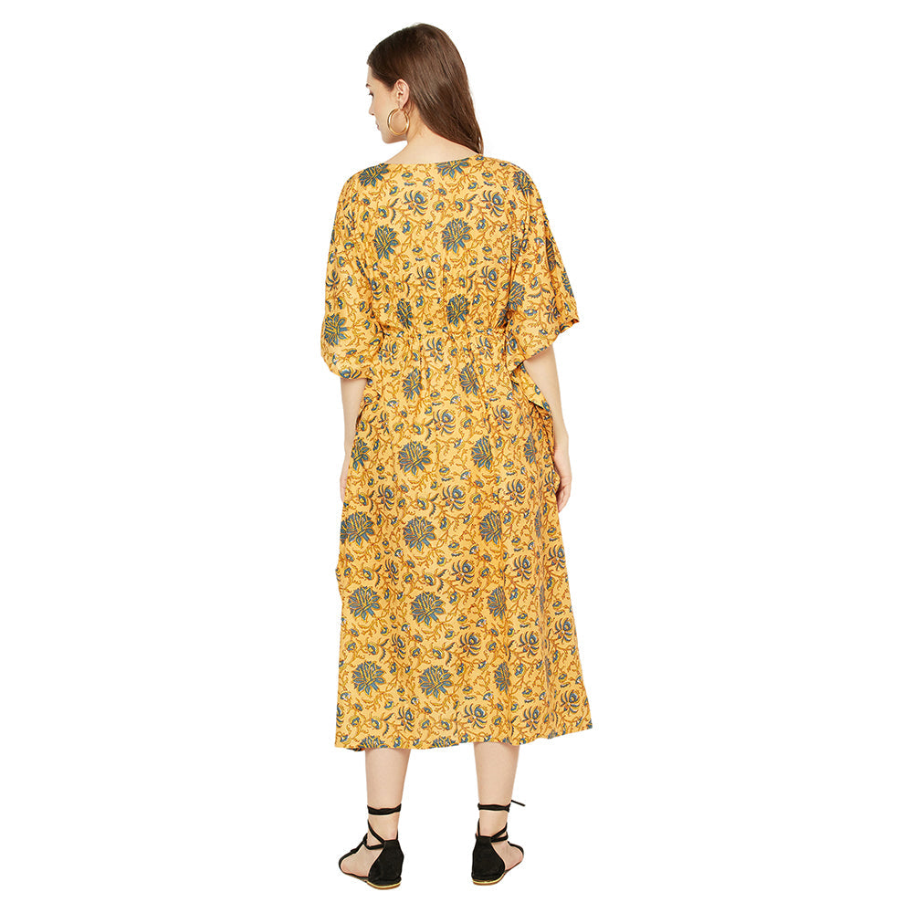 Sun-Kissed Florals Cotton Kaftan - 100% Cotton