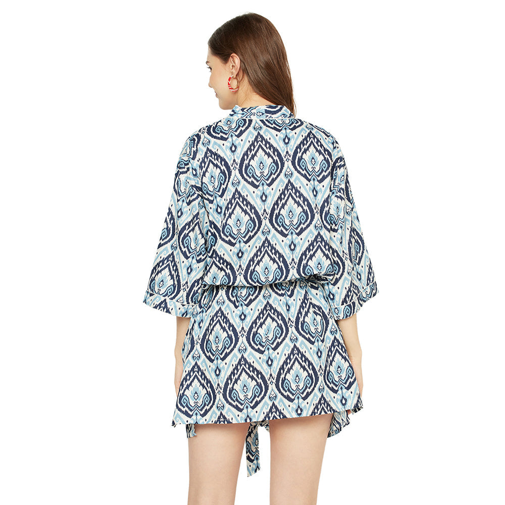 Ocean Breeze Cotton Kimono Robe - 100% Cotton