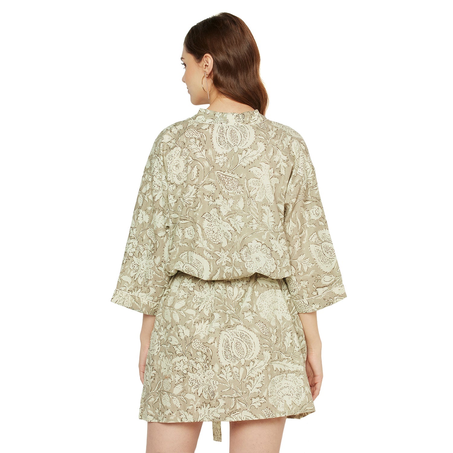Enchanting Fern Hues - 100% Cotton Kimono Robe
