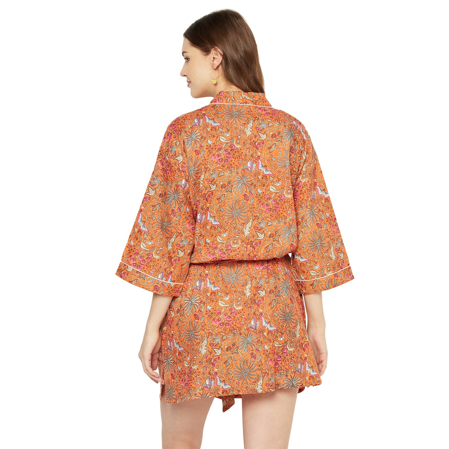 Floral Tapestry Cotton Kimono Robe - 100% Cotton