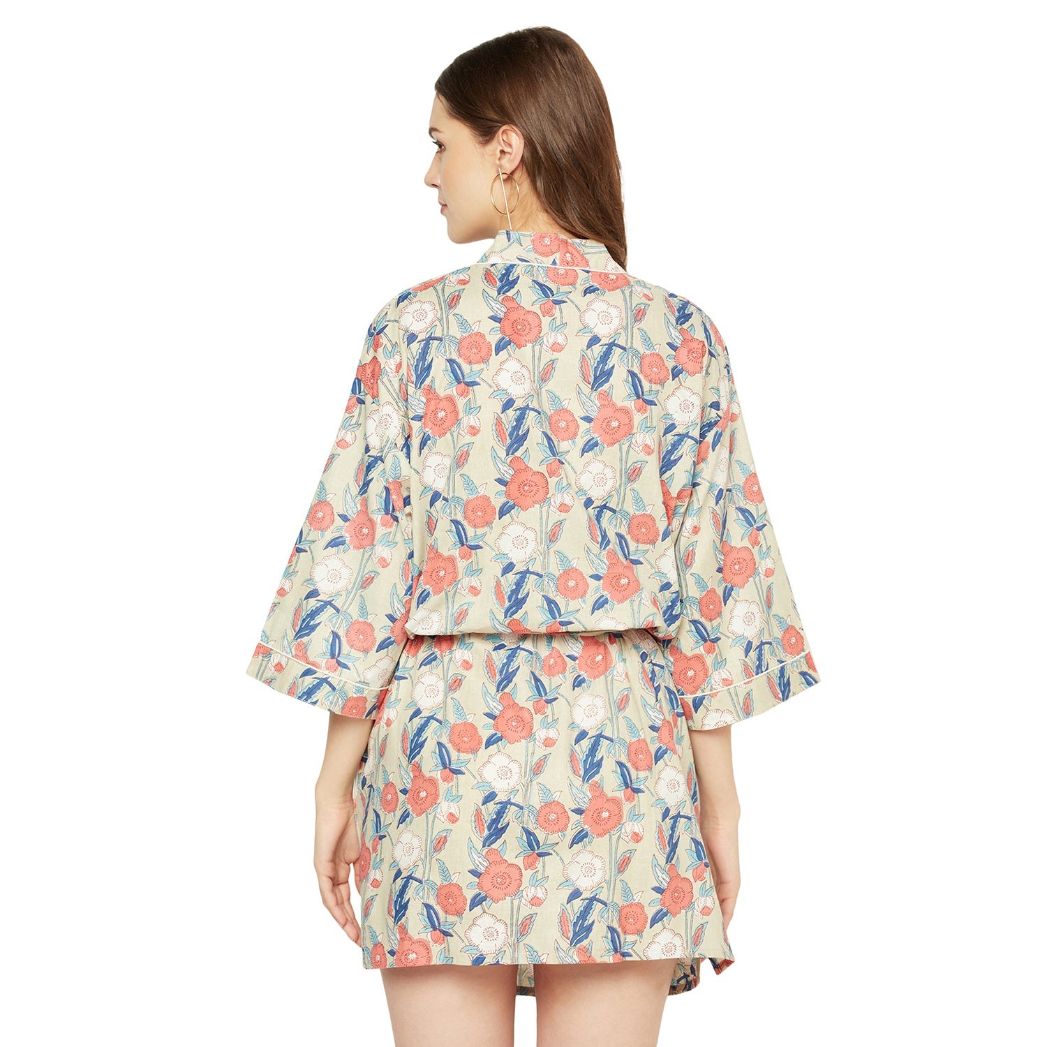 Blossom Symphony Cotton Kimono Robe - 100% Cotton