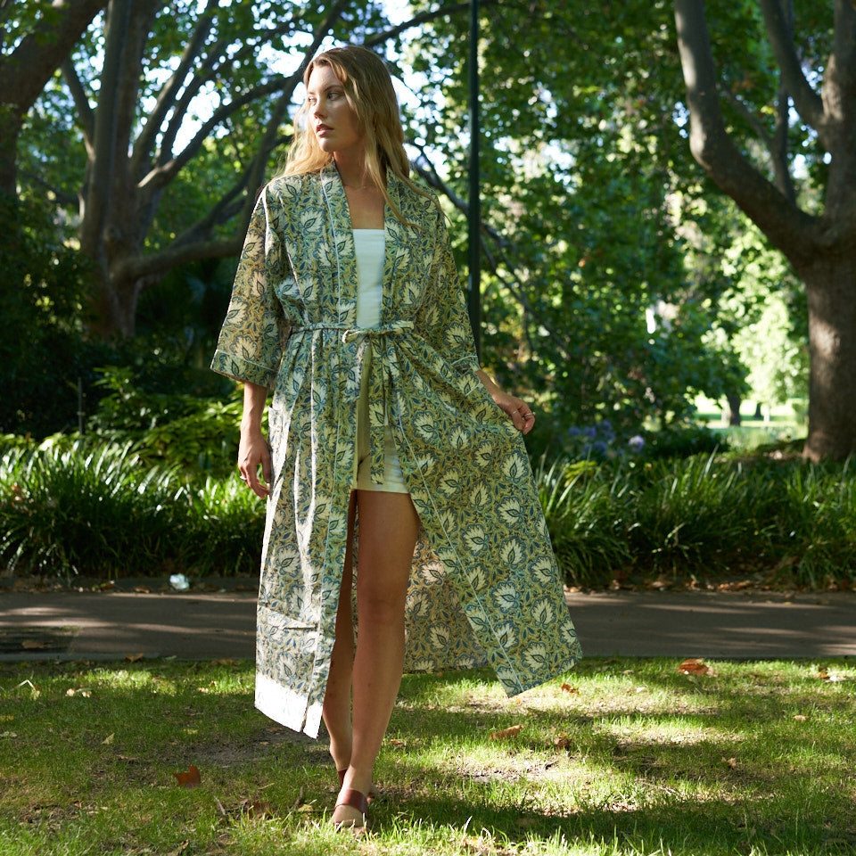 Lush Lounge Cotton Kimono Robe - Boho Relaxation