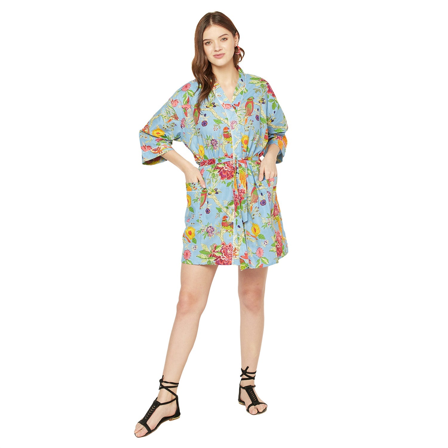 Songbird Serenade - 100% Cotton Kimono Robe